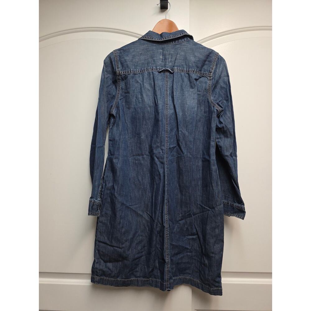 Old Navy Women’s Size M Blue Denim Shirt Dress Long Sleeve, Snap Button Front - Picture 4 of 6